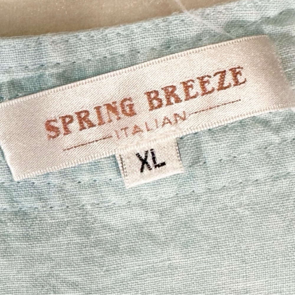 🌸Spring Breeze- Blue Linen Blend Tunic Button Down Top- Size XL - Picture 8 of 9